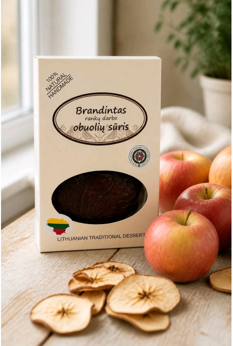Brandintas naminis, rankų darbo obuolių sūris dėžutėje. 180-250 g.