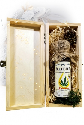 "Kanapinis" medinėje dėžutėje (kanapių sėklų aliejus medinėje dėžutėje) 100 proc.natūralus